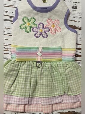 Pastel Floral Embroidered Tiered Pet Dress
Medium